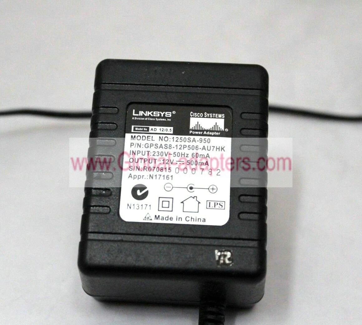New LINKSYS Cisco 1250SA-950 12V 500mA GPSAS8-12P506-AU7HK AC Adapter